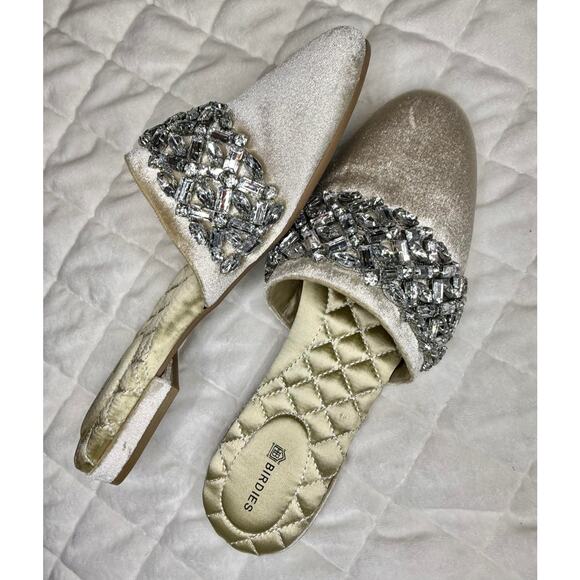 Birdies The Songbird Snow Crystal Velvet Bridal Slides - Size 7 - Picture 10 of 13